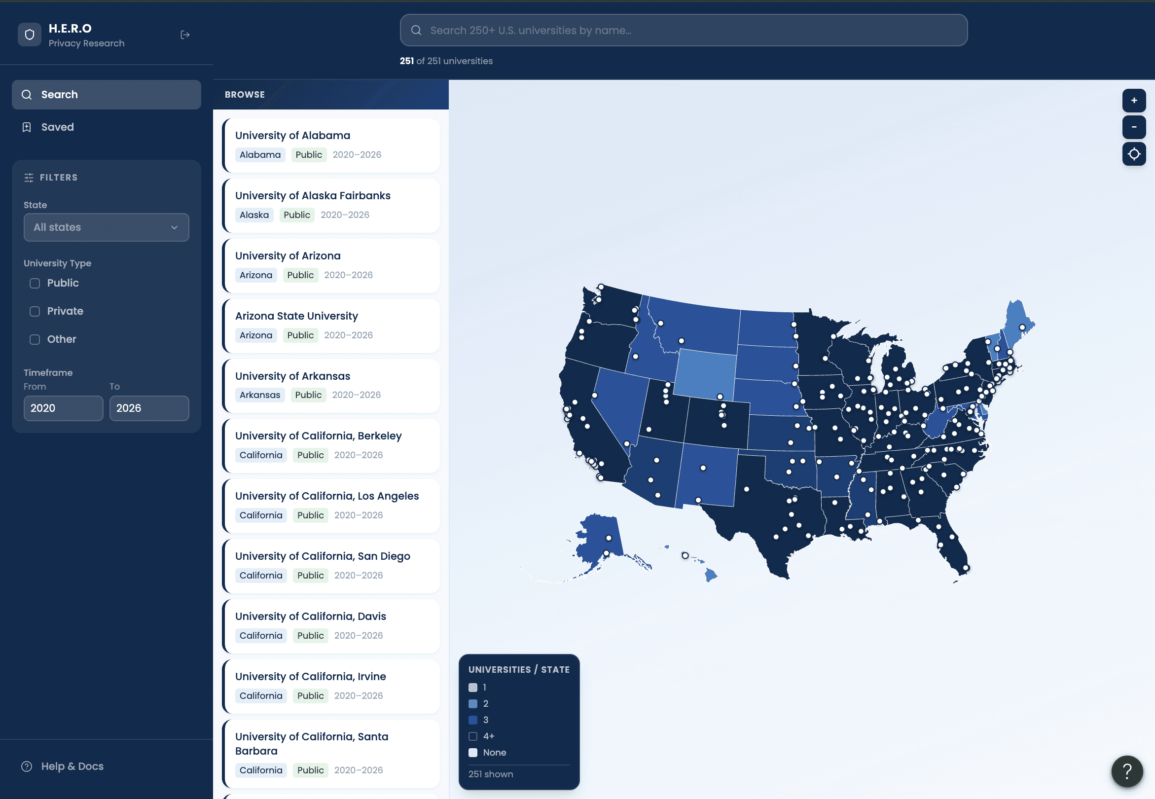 H.E.R.O interactive map dashboard