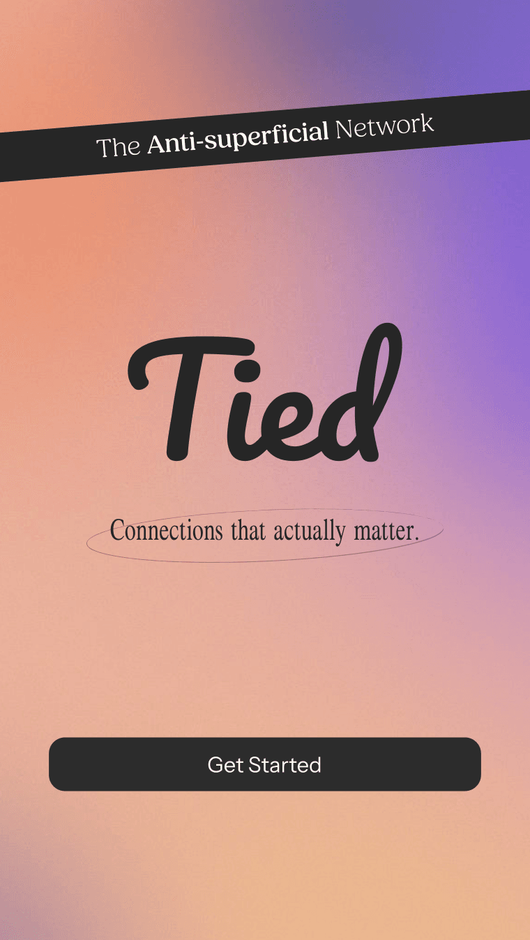 Tied app splash screen with Get Started button